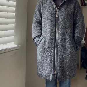 VTG Milena black and white wool puffer long coat in sz S/M